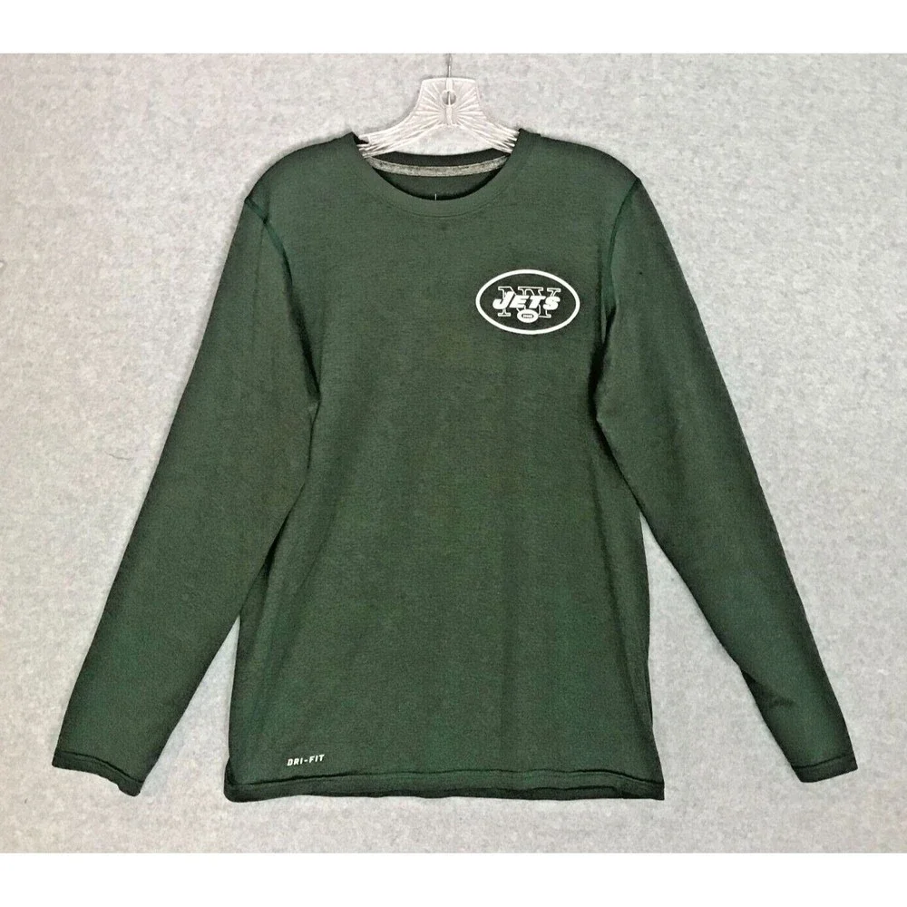 Nike New York Jets Shirt Mens Small NFL On Field Dri-Fit Green Long Sleeve